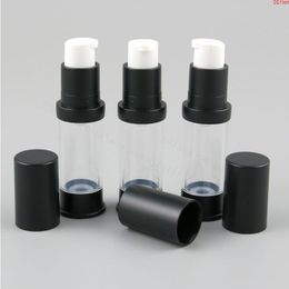 7ML Portable Refillable Cosmetic Airless Bottles Plastic Treatment Pump Lotion Containers with Black Lids 12pcsgood Biasp