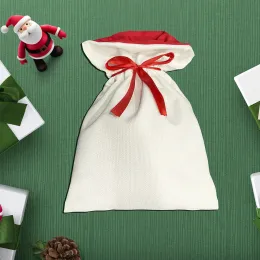 تسامي الفراغ الفارغ سانتا ساكس DIY حقيبة هدايا الشريط الأحمر الشخصي أكياس هدايا عيد الميلاد جيب نقل الحرارة 2024 سنة جديدة