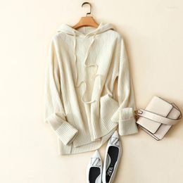 Women's Sweaters 2023 Autumn Winter Fashion Cashmere Hooded Sweater Women Elegant Warm Solid Color Pullovers