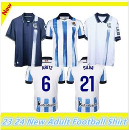 2023 2024 Real Sociedad Soccer Jerseys CHO TAKE KUBO OYARZABAL SADIQ ANDRE SILVA ZUBIMENDI BRAIS MENDEZ MERINO LE NORMAND home away Men 23 24 football shirt