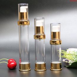 New 15ml 20ml 50ml Gold Silver Vacuum Airless Portable Travel Bottle Liquid Makeup Eye Cream Lotion Shampoo Containers 10pcs/lotgoods Iqfui