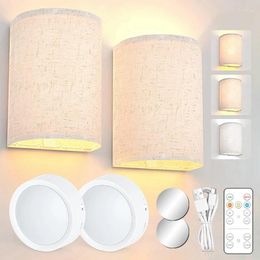 Wall Lamp Sconces Rechargeable 3 Colours Changeable Dimmable Lights With Remote Control For Bedroom Living Room Durable