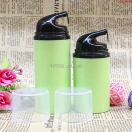 Hot PP Lotion Airless Pump Bottle Vacuum Flask Green Empty Cosmetic Packing Bottles for Creams Serums Liquid Makeup 10pcs/lotgoods Litin