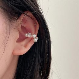 Backs Earrings Fashion Pearl Zircon Ear Cuff Geometric C-shaped Fake Piercing Clip For Women Girls Daily Wear On Jewelry