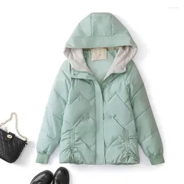 Women's Trench Coats Female Short Winter Jacket Women Warm Hooded Cotton Parkas Casual Loose Outwear Cotton-padded Coat G414