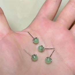 Stud Earrings S925 Silver Needle Imitation An Jade For Women Girls Simple Delicate Mini Cartilage Jewellery Gifts