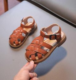Sandals Boys Roman Cross Strap Simple Korean Cute Covered Toes Sandals 2022 Kids Fashion Summer New PU Allmatch Casual Shoes for 3685715