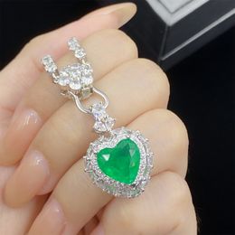 Women Jewellery Heart shaped imitation emerald tourmaline green crystal pendant zircon diamond necklace girlfriend party birthday gift