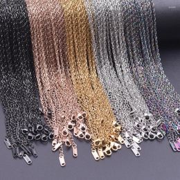 Chains 10pcs Size 2/2.2/2.5mm 45/60cm Stainless Steel Link Chain Necklace For Men Women Fashion Choker Jewelry Adjustable Vintage Craft