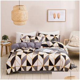 Bedding Sets Geometric Queen Set King Size Soft Comfortable Double Duvet Er 220X240 Durable 200X200 230828 Drop Delivery Home Garden Dhlne