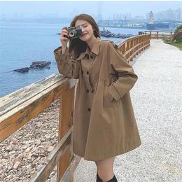 Women's Trench Coats 2024 Spring Clothes Women Fashion Loose Lapels Double Row Buttons Long Wind Breaker Jacket Coat For Top