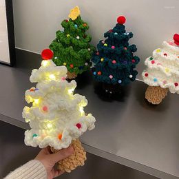 Decorative Flowers Handmade Artificial Christmas Tree Home Decor Ornament Knitted Handicrafts Mini Xmas Plants For Gifts 2024