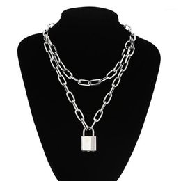 Chains Punk Sweater Chain For Men And Women Double Lock Necklace Personality Temperament Multilayer Padlock Joker12280