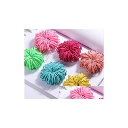 Hair Rubber Bands 100Pcs/Lot Girls Candy Colours Nylon 4.5Cm Rubber Bands Children Safe Elastic Hair Ponytail Holder Kids Accessories N Dhmpi