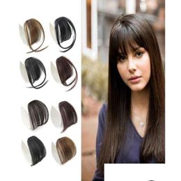 Bangs 100 Human Hair Hand Tied Fringe Hairpiece Clip In Air With Temple For Women2890044 Drop Delivery Products Extensions Dhrkz