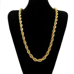 Vecalon 10mm Thick 76cm Long Rope ed Chain 24K Gold Plated Hip hop ed Heavy Necklace For mens2317