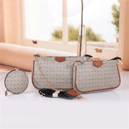 Three Piece Designer Handbag Shoulder Bags For Women Chain Crossbody Purse Classic Letter Print Zipper Open With Wallet High Quality Pouch