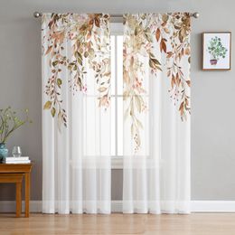 Curtain Thanksgiving Autumn Wild Flowers Voile Curtains For Bedroom Tulle Window Curtain For Living Room Sheer Curtains Blinds Drapes 231018