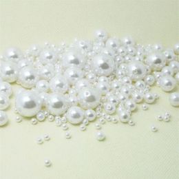 1000Pcs Pearl Round White Pearl Imitation ABS Beads Jewellery Findings 4 6 8 10 12mm for Jewellery Making241P