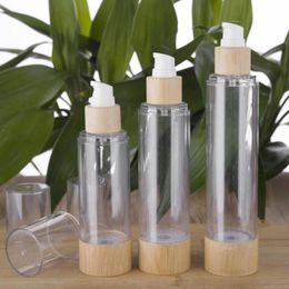 20/30/50/80/100/120ml Bamboo Cosmetic Sample Containers Emulsion Lotion Bamboo Vacuum Airless Pump Bottles F2687 Gmbpg Snlvu