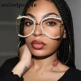 luxury sunglasses Oversized Irregular Diamond Sunglasses Women New Fashion Rhinestone Sun Glasses For Female Metal Frame Crystal sunglasses