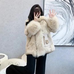 Women's Fur High Quality Winter Jacket Women Fashion Suede Patcwhork Long Faux Coat Female Warm Thicken Jackets For