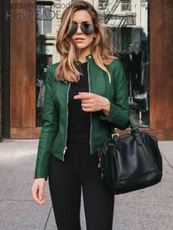 Women's Leather Faux Leather Women Flight Jacket Pu Leather Outwear Zipper Outfit 2023 Autumn Fashion Short Thin Fe Jackets Office La Casual Coats L231018