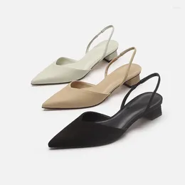 Sandals Maogu 2023 Summer Simplicity Pointed Square Heel Sandal Women Fashion Thin Strap Pumps Baotou Size 43 Sandalias De Mujer