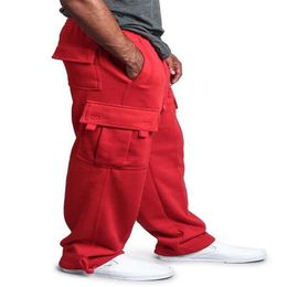 Mens Casual Designer Cargo Pants With Pockets Design Straight Trousers Elastic Waist Sports Jogger Pantalones Sweatpants296v