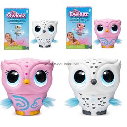 Электрические RC Animals Owleez Flying Baby Owl Интерактивные игрушки со светом и звуками усилителя Электронный индукционный полет для домашних животных для детей Подарки для девочек 230608