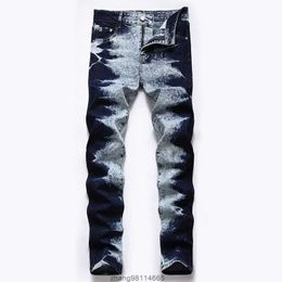 New Men's Elastic Slim Pants High Street Novelty Jeans Men