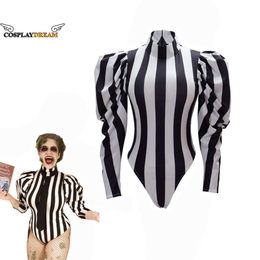 Beetlejuice Cosplay Black and White Striped Outfit Jumpsuit Horror Movie Character Costume Sexy Adult Women Halloween Costumes