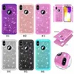 2 in 1 Bling Glitter Shockproof Soft Silicone PC Cover Case for iphone 11 pro X XS Max XR 8 7 6 6S Plus Galaxy S9 Plus Note 9 J3 J7 ZZ