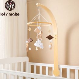 Mobiles# Baby Wooden Cloud Pendant Bed Bell Mobile Hanging Rattles Toy Hanger Crib Mobile Bed Bell Wood Toy Holder Arm Bracket Kid Gifts 231016