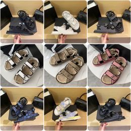 Women Dad Shoes Sandals Quilted Platform Flats Low Heel Wedge Diamond Buckle Sandal Slip On Ankle Strap Beach Shose 80SZ#