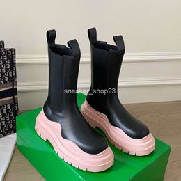 Bottom b Chimney Botega Venetas High Version Designer Family 2023 New Boot Chelsea Large Thick Boots Middle Tube Botteega 9GHT