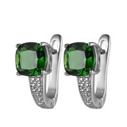 Luckyshine 12 Pairs Mother Gift Jewellery Round Shaped emerald Gemstone 925 Silver Greem Zircon Huggie Earrings Whole274j