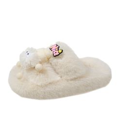 Cute cartoon furry slippers girl autumn and winter fashion ins tide 2023 new net red furry home cotton mop snow boots winter short shoes white