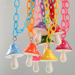 Pendant Necklaces 2021 Indie Resin Cartoon Imitation Mushroom Necklace For Women Men Colourful Simple Cute Charm Jewellery Kid Gift261l