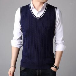 Men's Sweaters Youth V-neck Casual Sleeveless Twist Sweater Warm Vest Knit Top