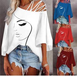 Men's T Shirts Women's Fashion T-shirt Casual Top 2023 Summer Print Panel Hollow Out Sexy Loose S-XXL