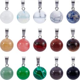 Pendant Necklaces 50PCS Round Gemstone Pendants For Making Jewelry Earring Necklace Bracelet Natural Dangle Ball Charms Healing Chakra Stone