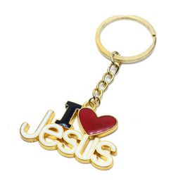 Ilove Jesus Christ Love Keychain Pendant Ring Religious Jewelry304F