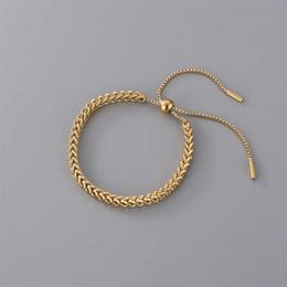 New Design Fashion Stainless Steel Link Chain Bracelets For Women Girl Men Gold Colour Hiphop Rock Adjustable Bracelet Jewellery X070281T