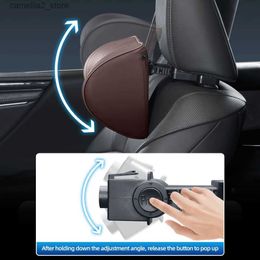 Seat Cushions New Leather Car Headrest Neck Pillow Adjustable Angle Car Seat Headrest Pillow for Head Pain Relief Carsickness Travel Pillow Q231019