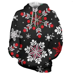 Men's Hoodies Man's Loose Hoodie Long Sleeve Christmas Print Male Hooded Sweatshirt Leisure Style Jumper Casual Jacket