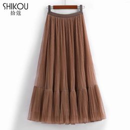 Skirts Pleated Mesh Half-length Cake Dress Patchwork A- Line Skirt Wear Resistant Lovely