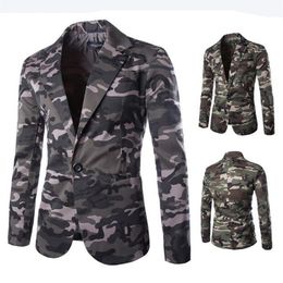 New Mens Blazer Slim Fit Suit Jacket Fashion Men Camouflage Blazer Style Casual Single Button Military Blazer for Men246L