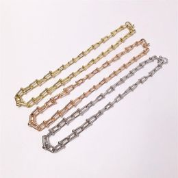 High Quality Stainless Steel Lock Chain Rose Gold Silver Color Thick Chain Necklaces For Women And Men Jewelry307z