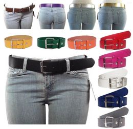 Belts Thick Wide Bonded Leather Belt W/ Removable Silver Buckle 12 Bright Colours